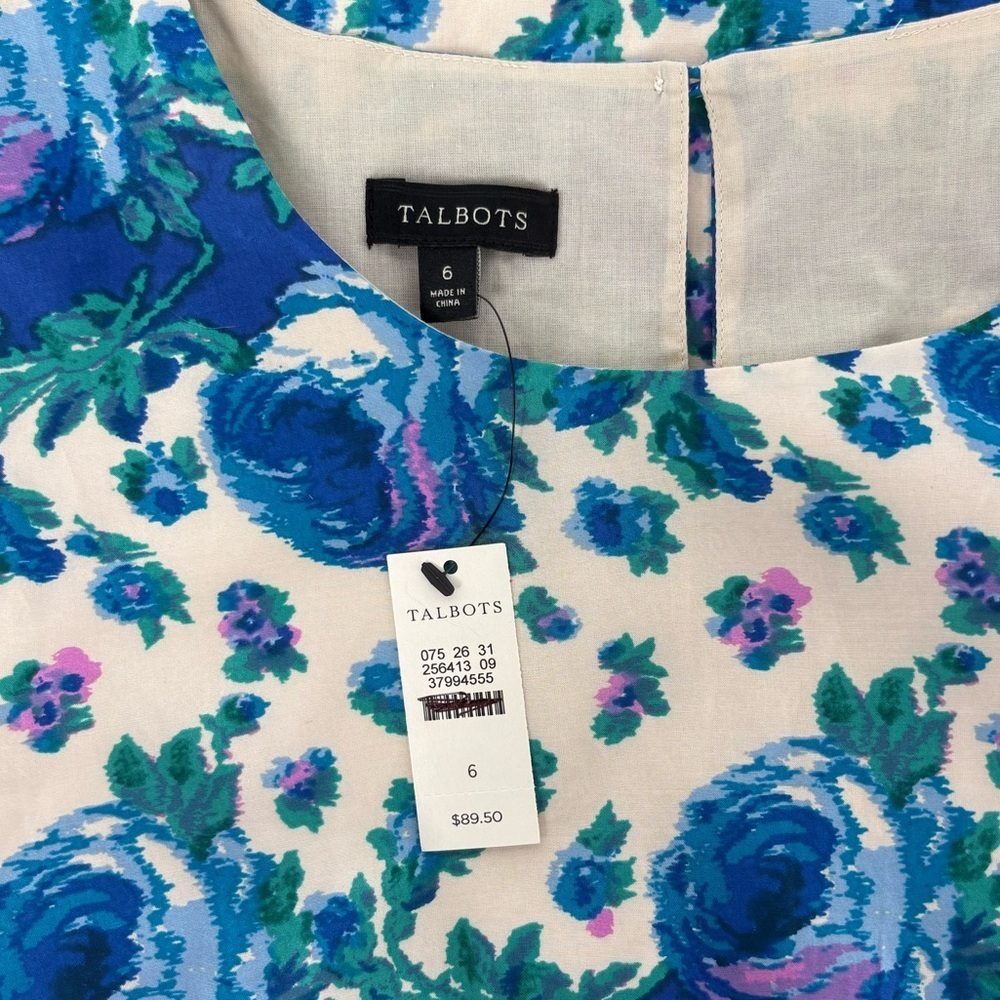 Talbots Silk Blend Sleeveless Baroque Rose Floral Blouse - Picture 4 of 7